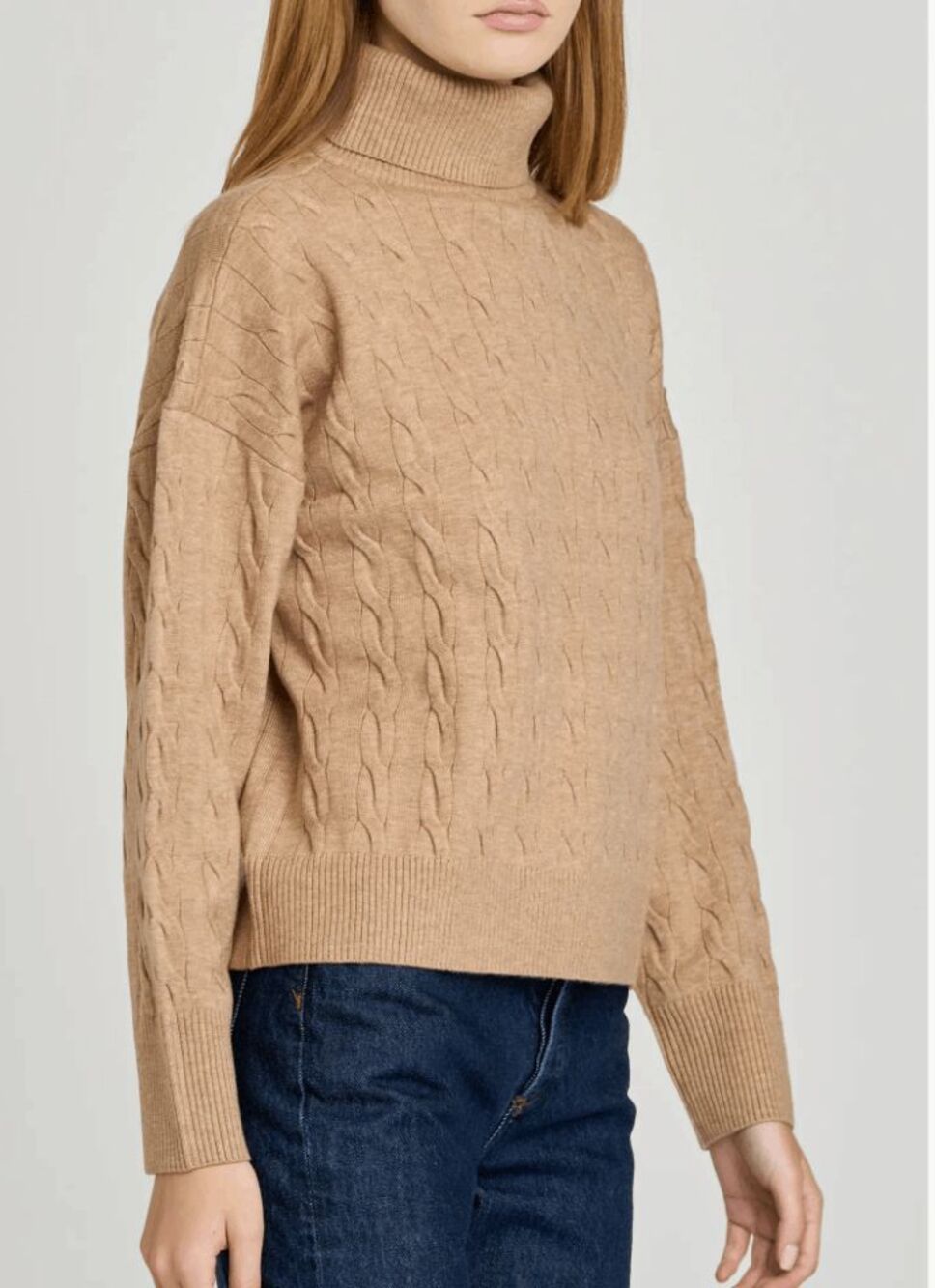 NWT WAYF Sally Cable Knit Turtleneck Sweater- camel - size S